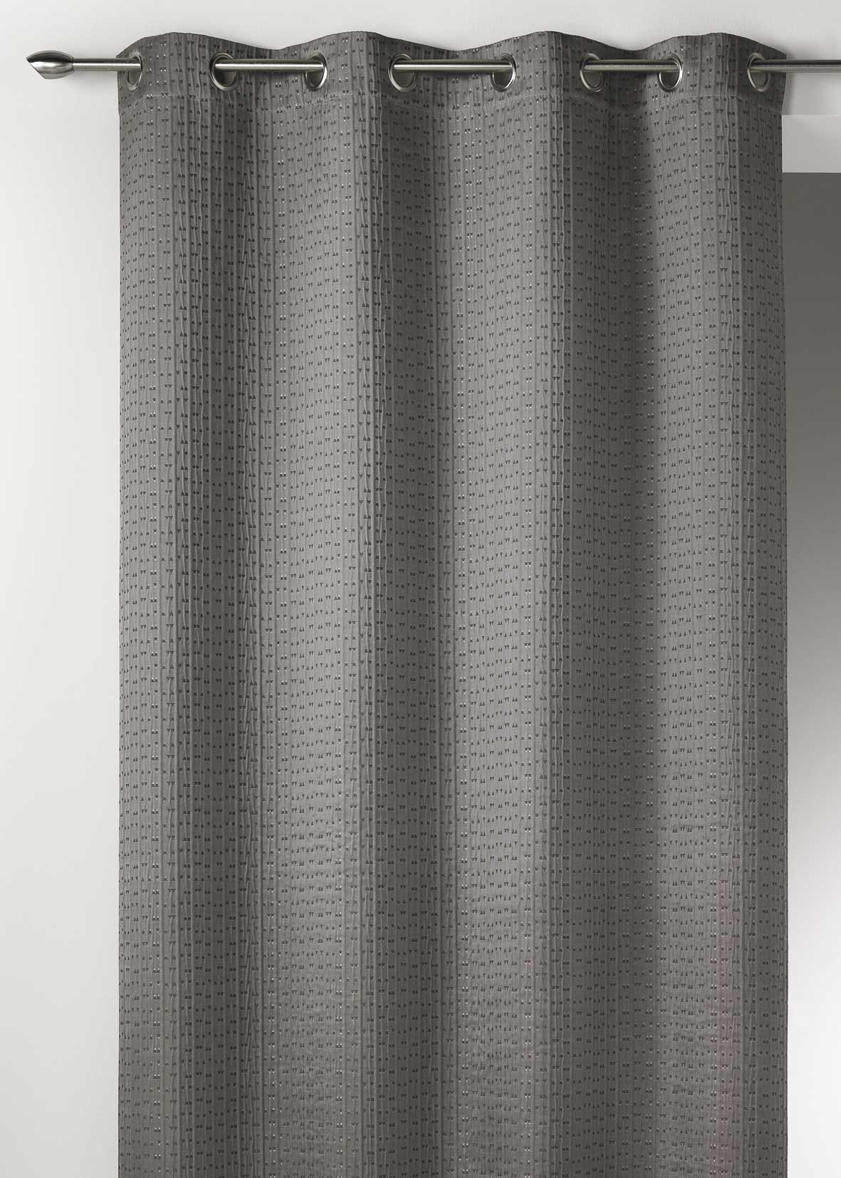 Rideau Pais En Jacquard Uni Reliefs Taupe X Cm