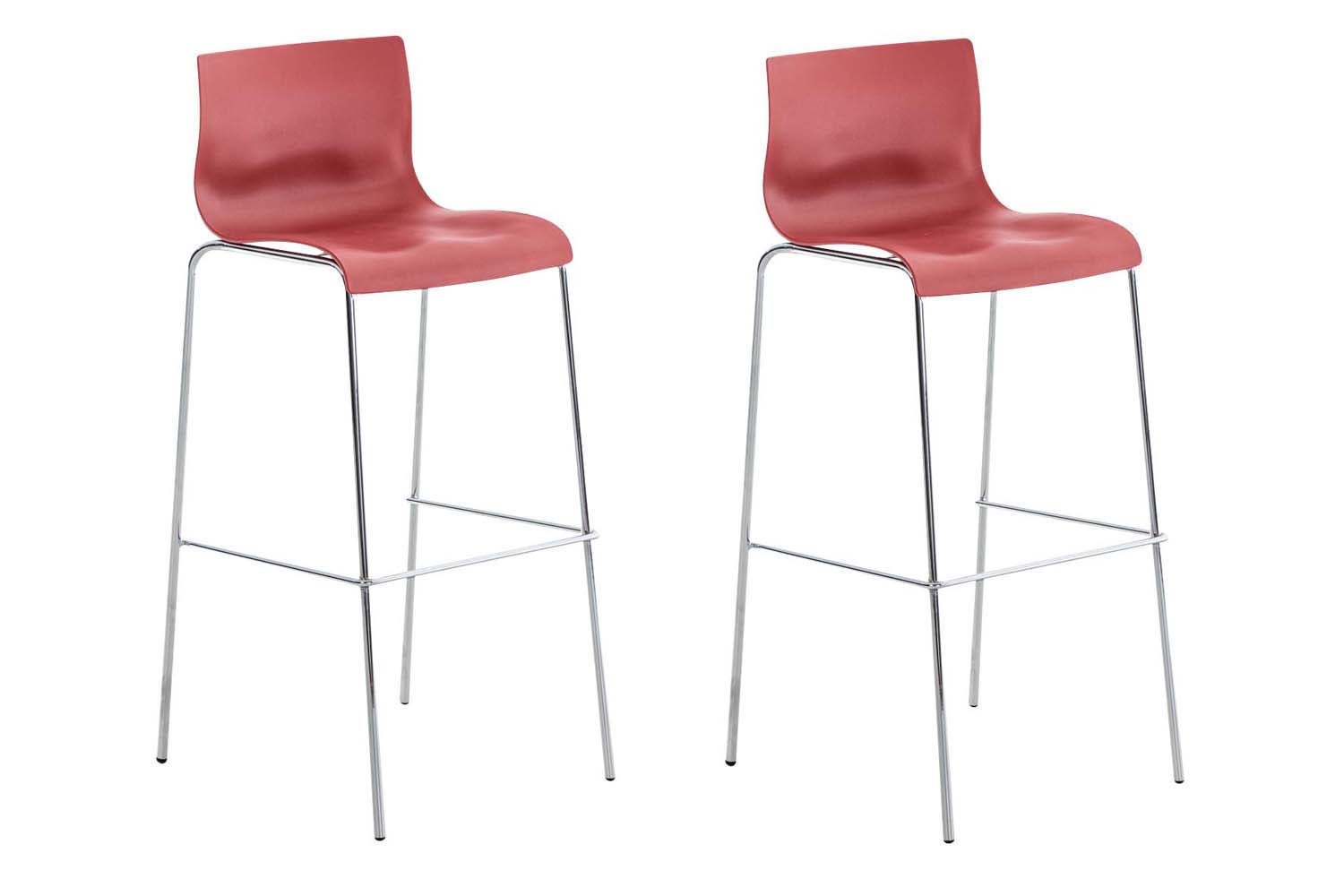 Lot de 2 tabourets de bar Hoover Assise Plastique Pieds Métal Rouge