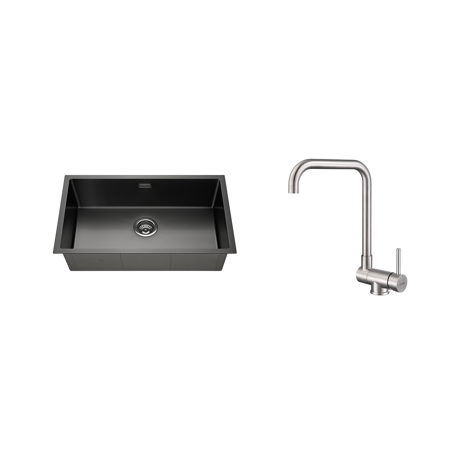 Lonheo Évier Cuisine 1 Bac 74 44 20CM en Inox Brossé avec Siphon et