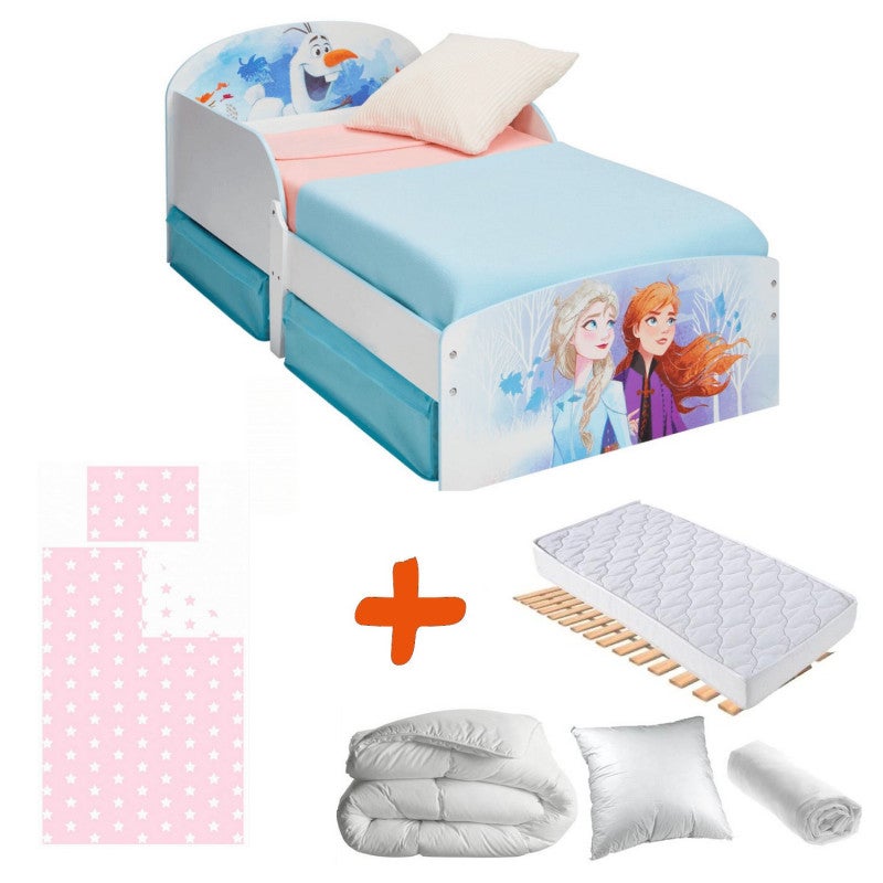 Pack Complet Premium Lit Tiroirs Elsa Et Anna Reine Des Neiges 2 Disney