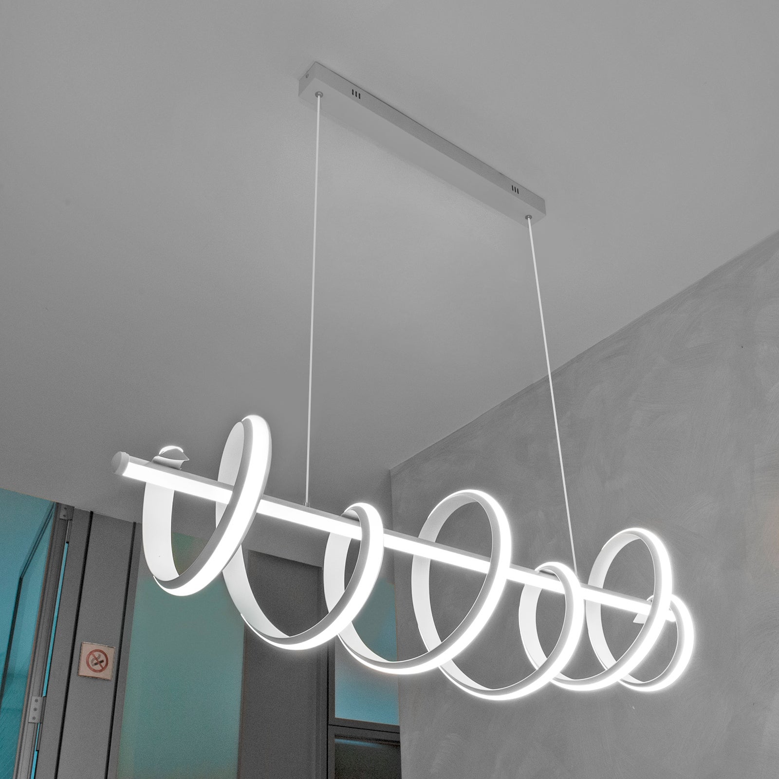 Lustre Pendentif L Gant Blanc Moderne Stylis W Double Barre