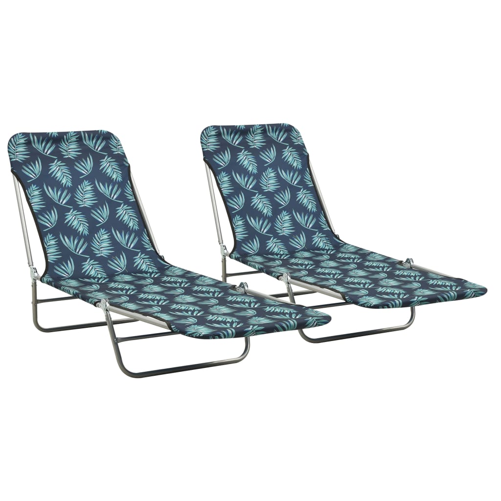 Maison Exclusive Chaises Longues Pliables 2 Pcs Acier Et Tissu Motif