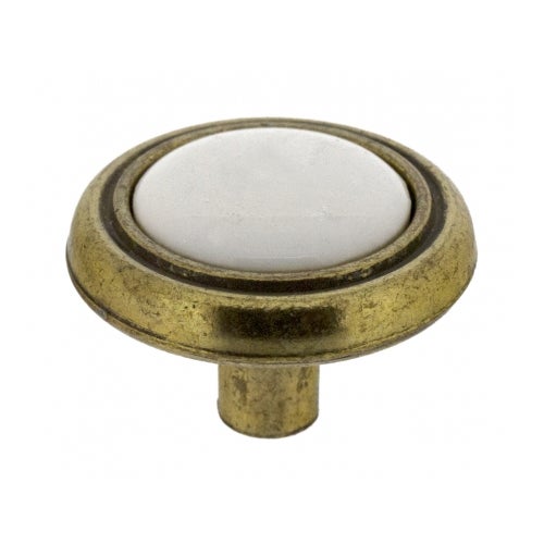 Bouton De Porte Et Tiroir De Meuble Zamak Bronzé Et Porcelaine Ø30 Mm