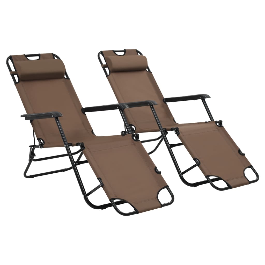 Maison Exclusive Chaises Longues Pliables 2 Pcs Avec Repose Pied Acier