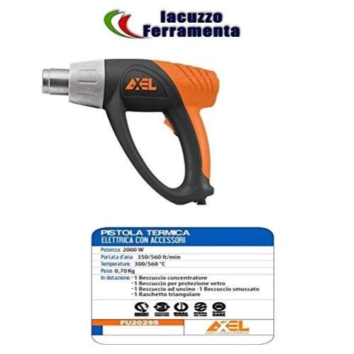 AXEL Pistola Termica 2000 Watt SVERNICIATORE Aria Calda TERMOSOFFIATORE