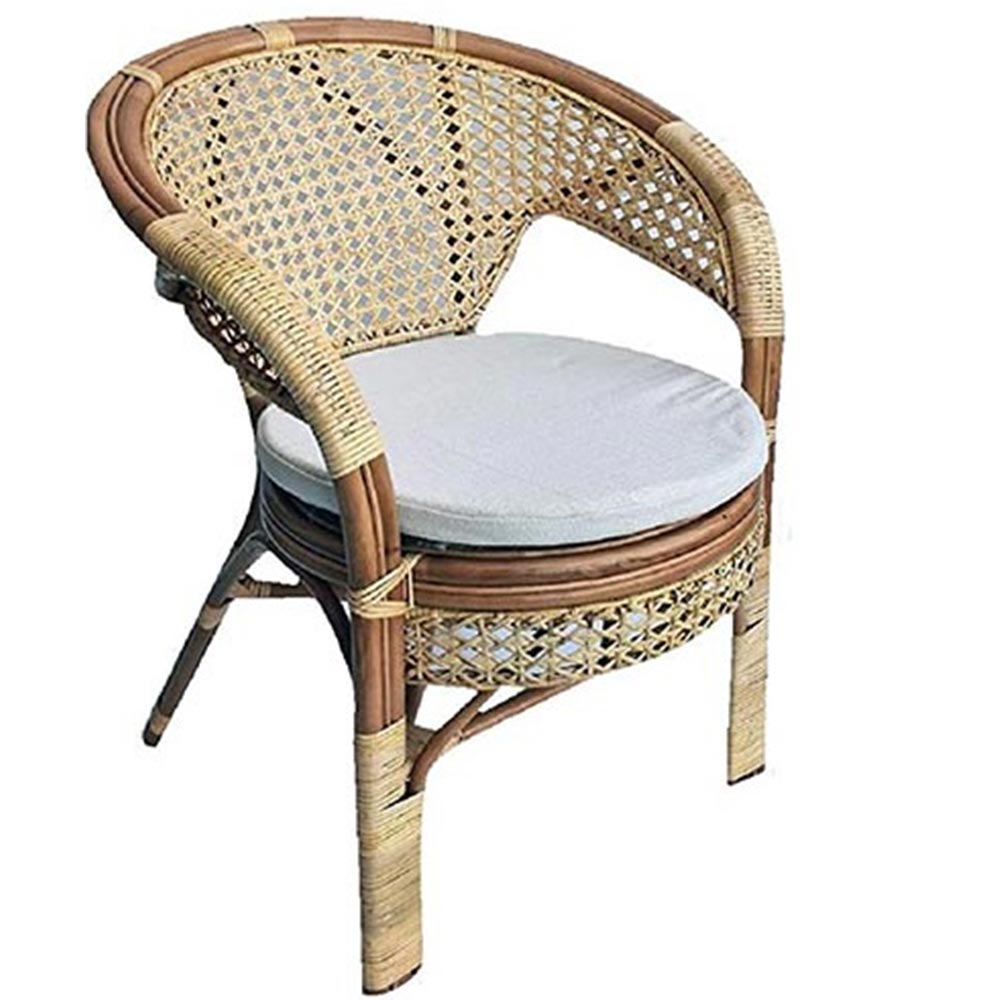 Fauteuil Amanda En Bois De Bambou Et Paille De Vienne Avec Coussin