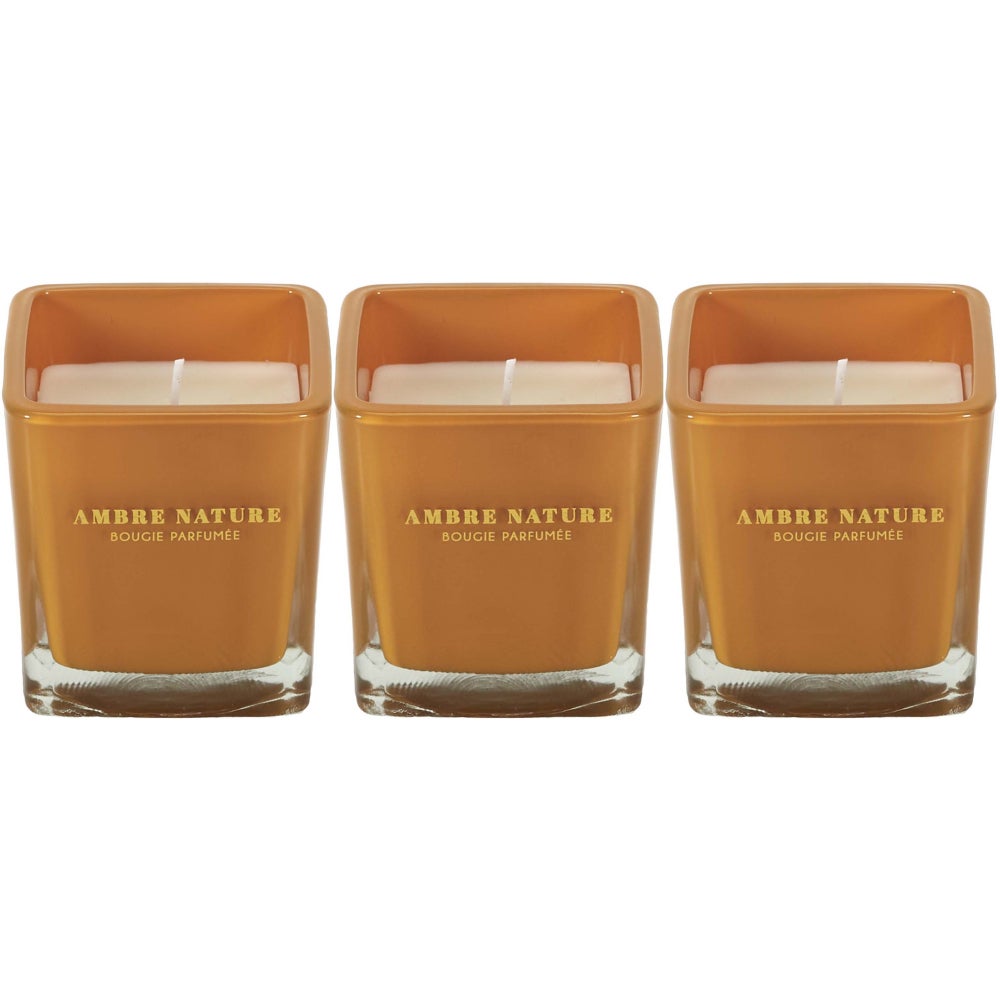 Bougie parfumée carrée Nude 7 cm Lot de 3 Moutarde The Home Deco