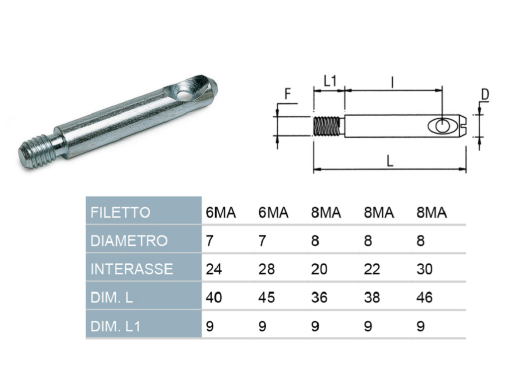 ASTINA BARILOTTO ZINCATO DIAMETRO 7 Mm FILETTATO MA6 INTERASSE 30