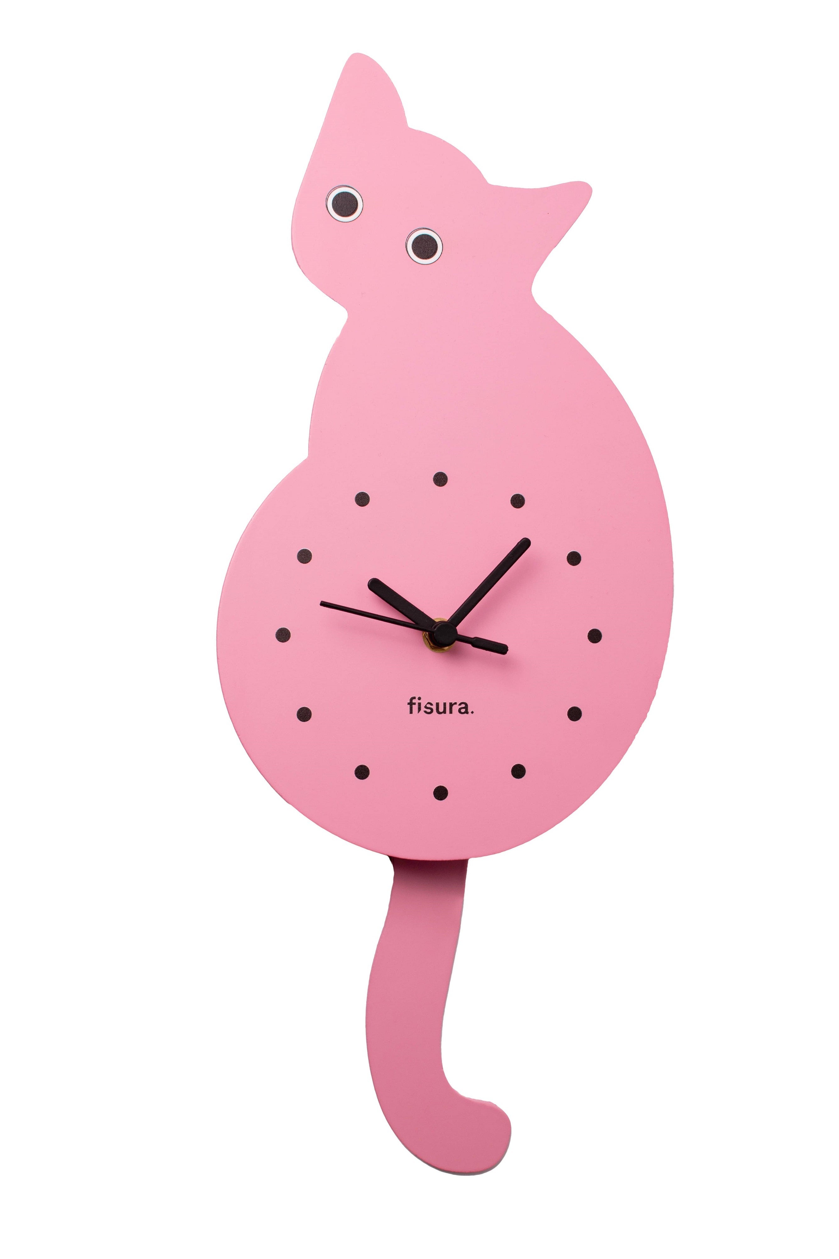 Fisura Horloge Chat Rose Avec Queue Horloge Murale Originale