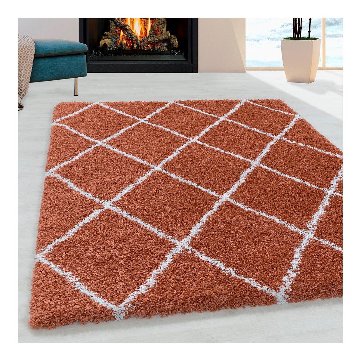 Tapis géométrique scandinave en polypropylène Terre 120x170 CHANTECLER