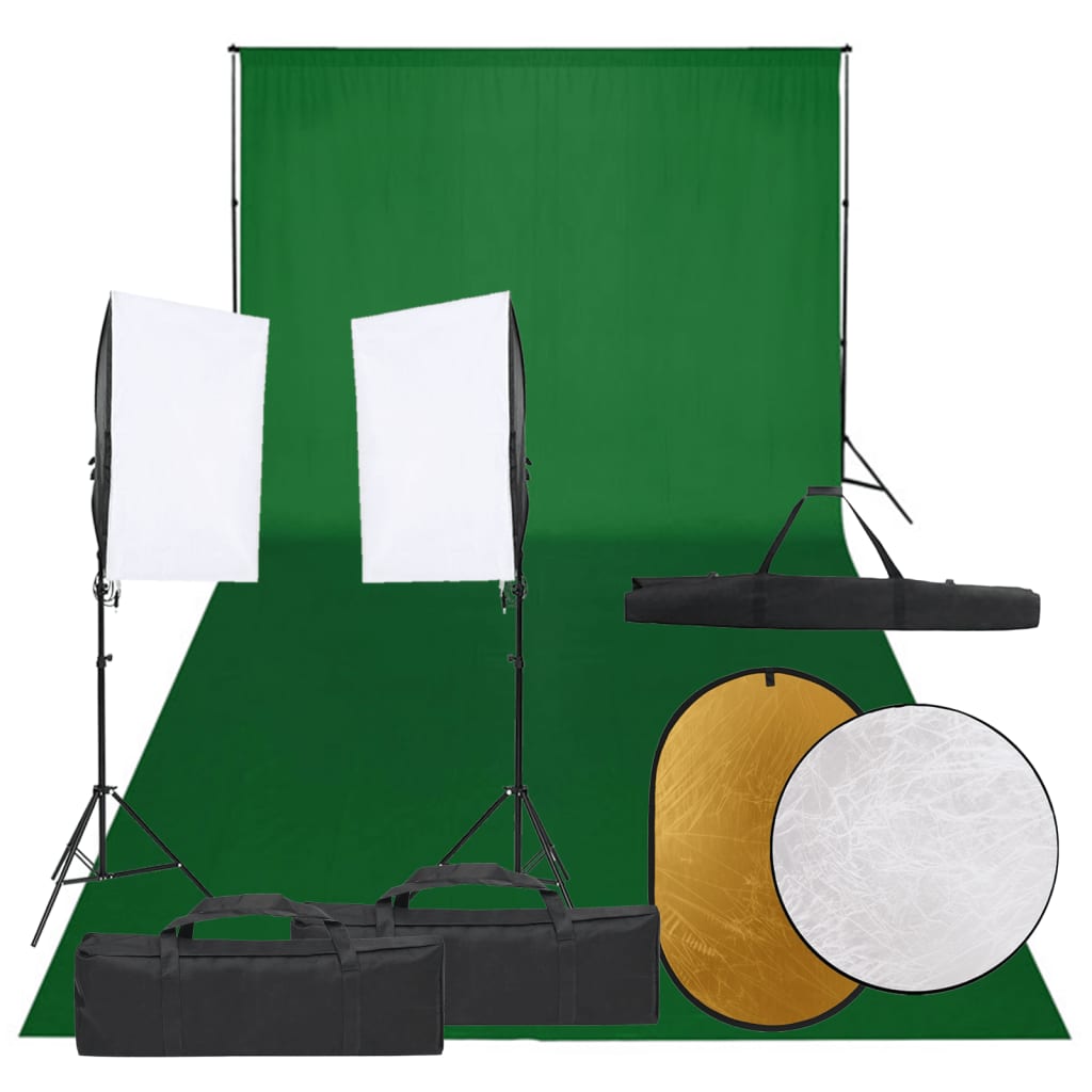 Kit De Studio Photo Avec Clairage Toile De Fond Et R Flecteur Vidaxl