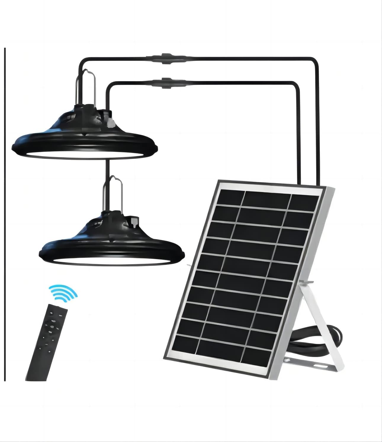 2 Cabezas Lampara Solar Exterior 100LED USB Recargable Al Aire Libre