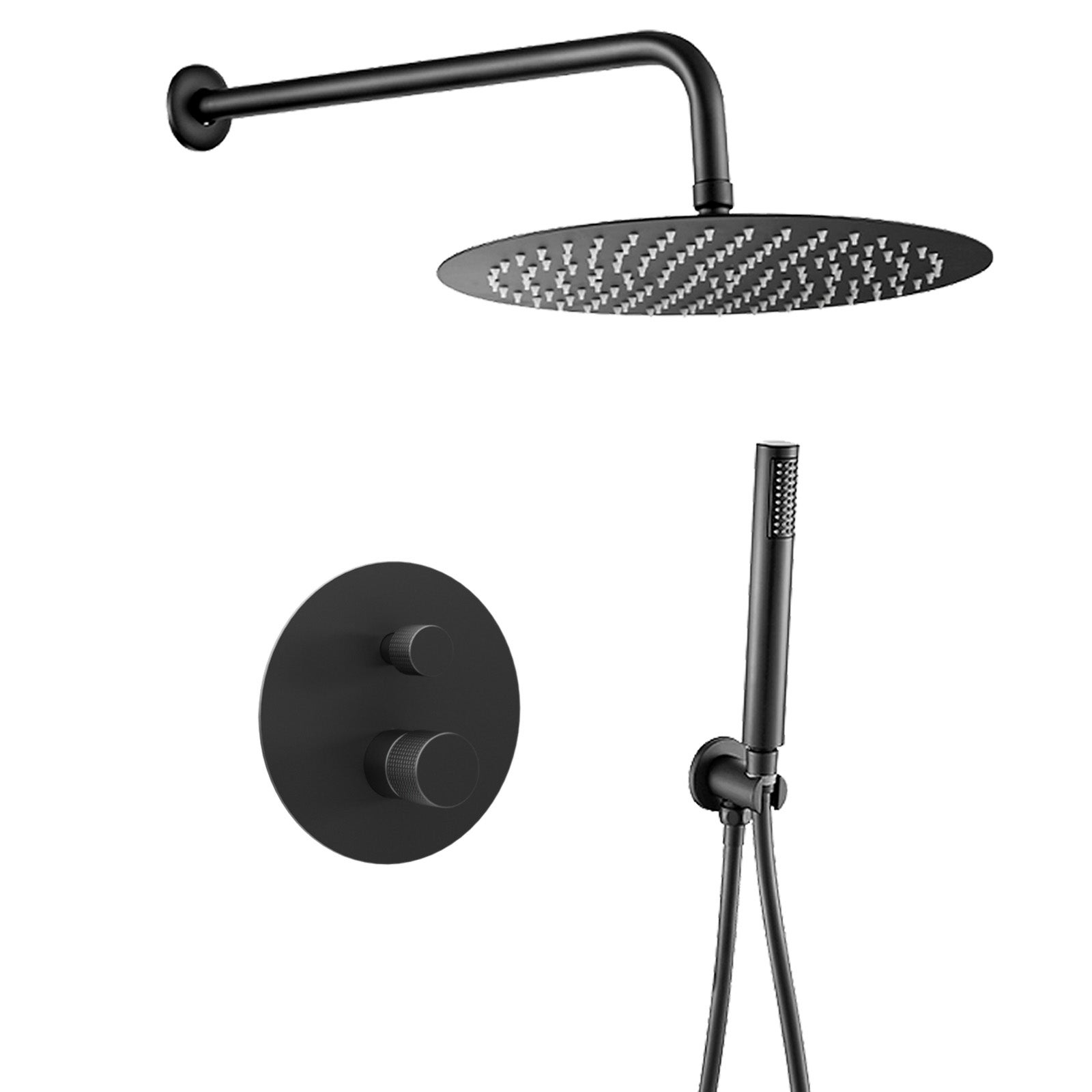 Valaz Douche Encastrable Monocommande Murale Ronde Poign E De Luxe Noir