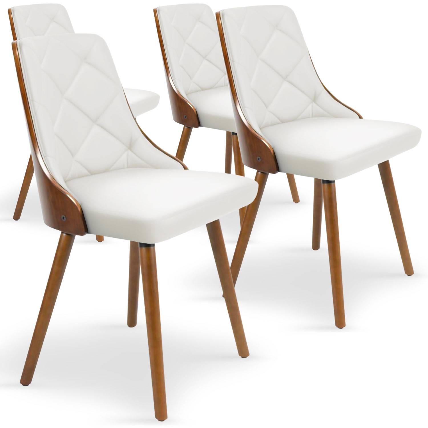 Lot De 4 Chaises Scandinaves Lalix Bois Noisette Et Blanc Leroy Merlin