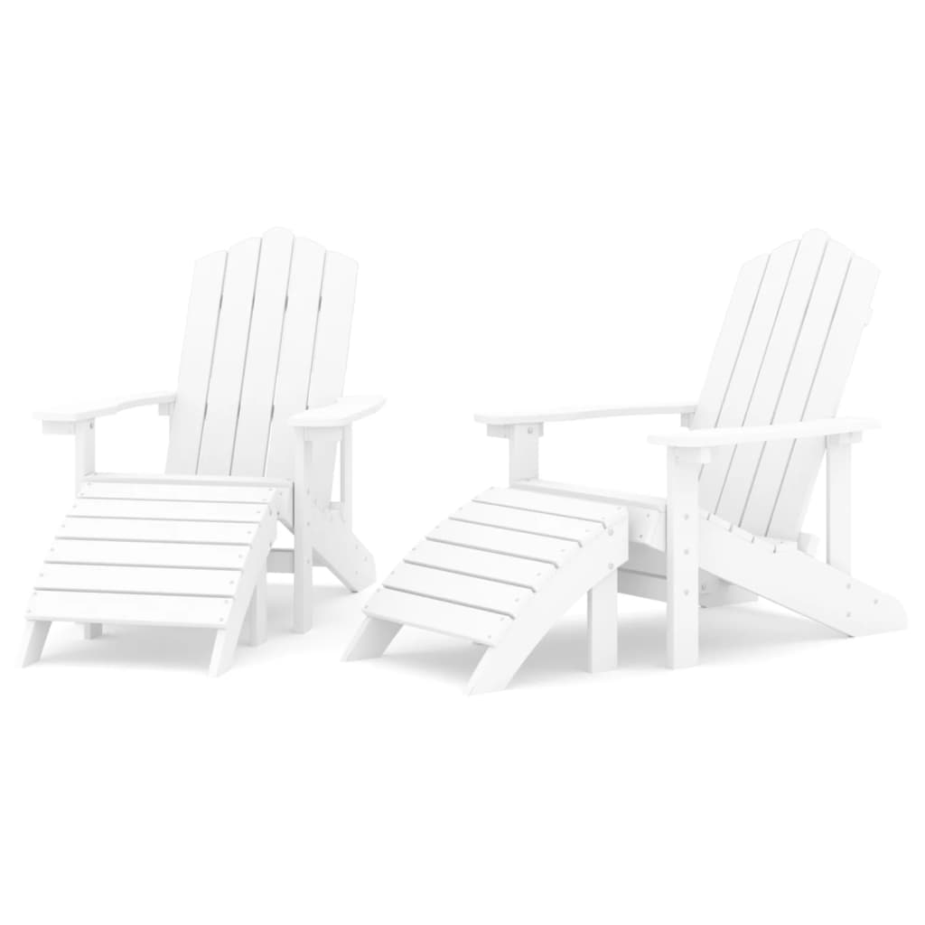 Chaises De Jardin Adirondack Avec Repose Pieds Pcs Pehd Blanc Leroy