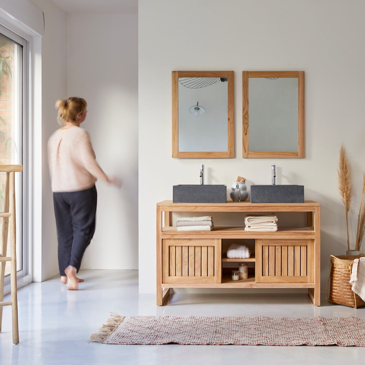 Tikamoon Mobile Da Bagno In Teak Massello 120 Cm Colonial Leroy Merlin