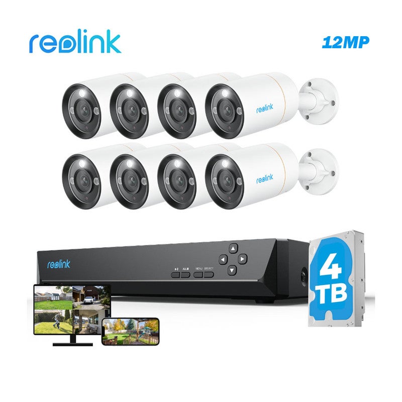 Reolink Kit Vidéo Surveillance avec 12MP 8X Bullet Caméra IP PoE et