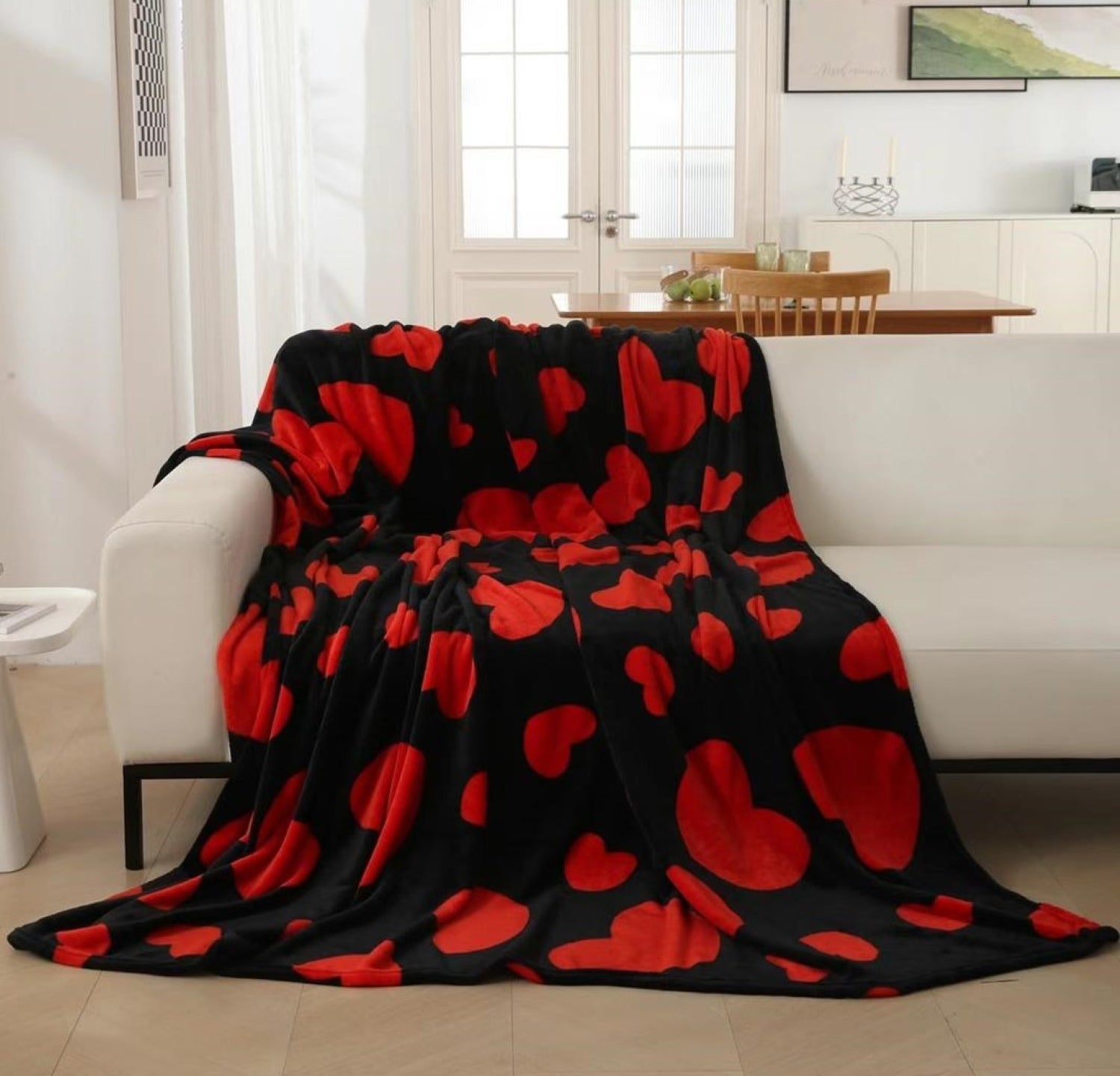 HaraDeco Manta Sedalina Estanpada Corazón 220x240cm para Cama Sofá