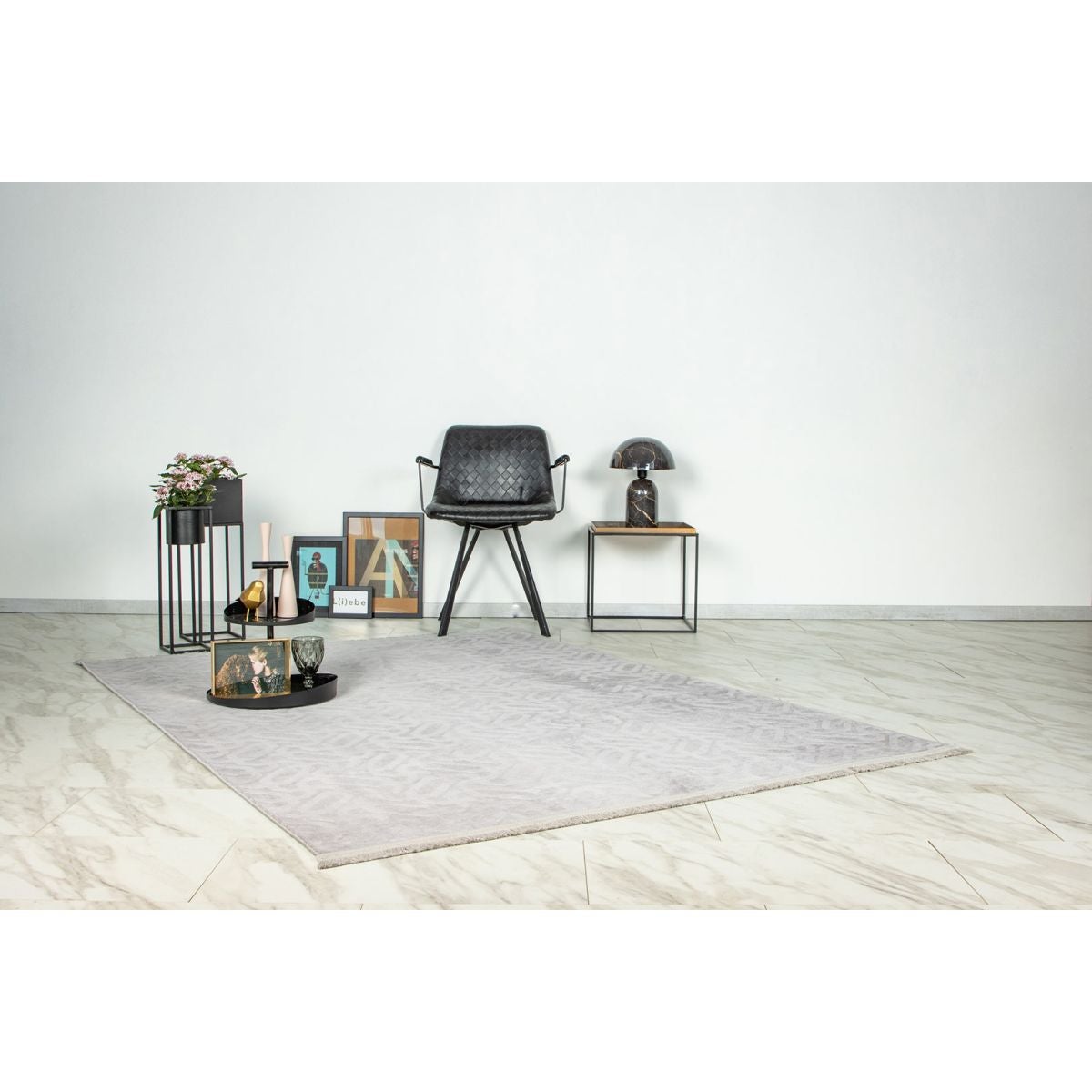 Tapis G Om Trique Design En Polyester Gris X Stela Leroy Merlin