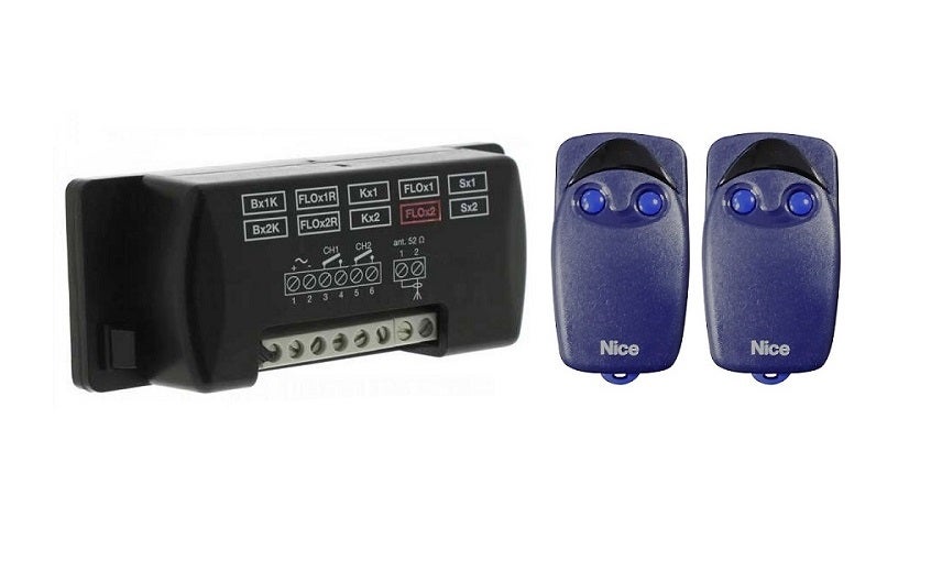 Kit Ricevitore Radio NICE FLOX2 Con 2 Telecomandi FLO2 A 2 Canali 433