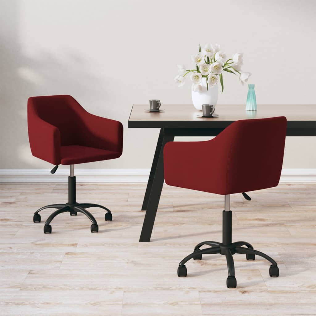 Chaises pivotantes salle à manger 2 pcs Rouge bordeaux Velours Leroy