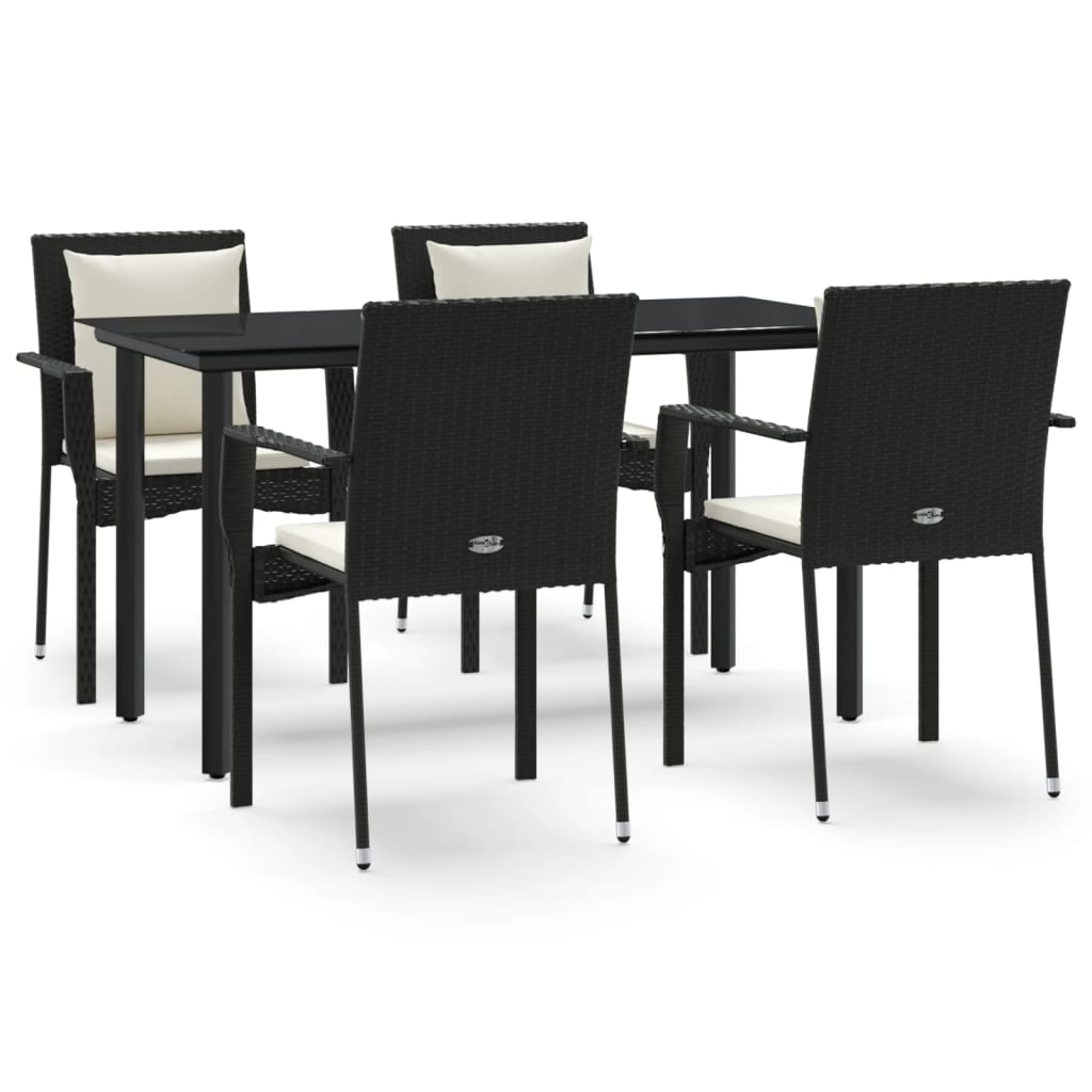 Mobilier à d ner de jardin et coussins 5pcs Noir Résine tressée Leroy