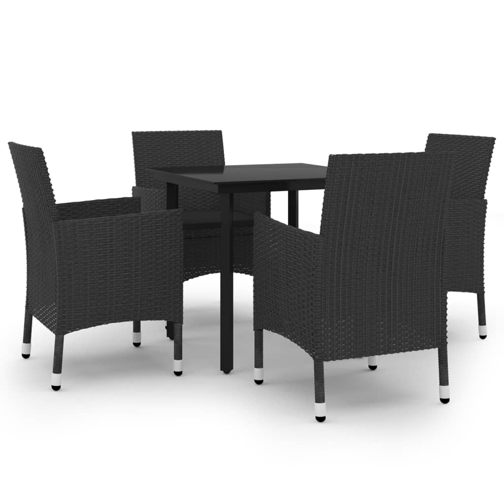 Mobilier à d ner de jardin coussins 5 pcs Résine tressée Verre Leroy