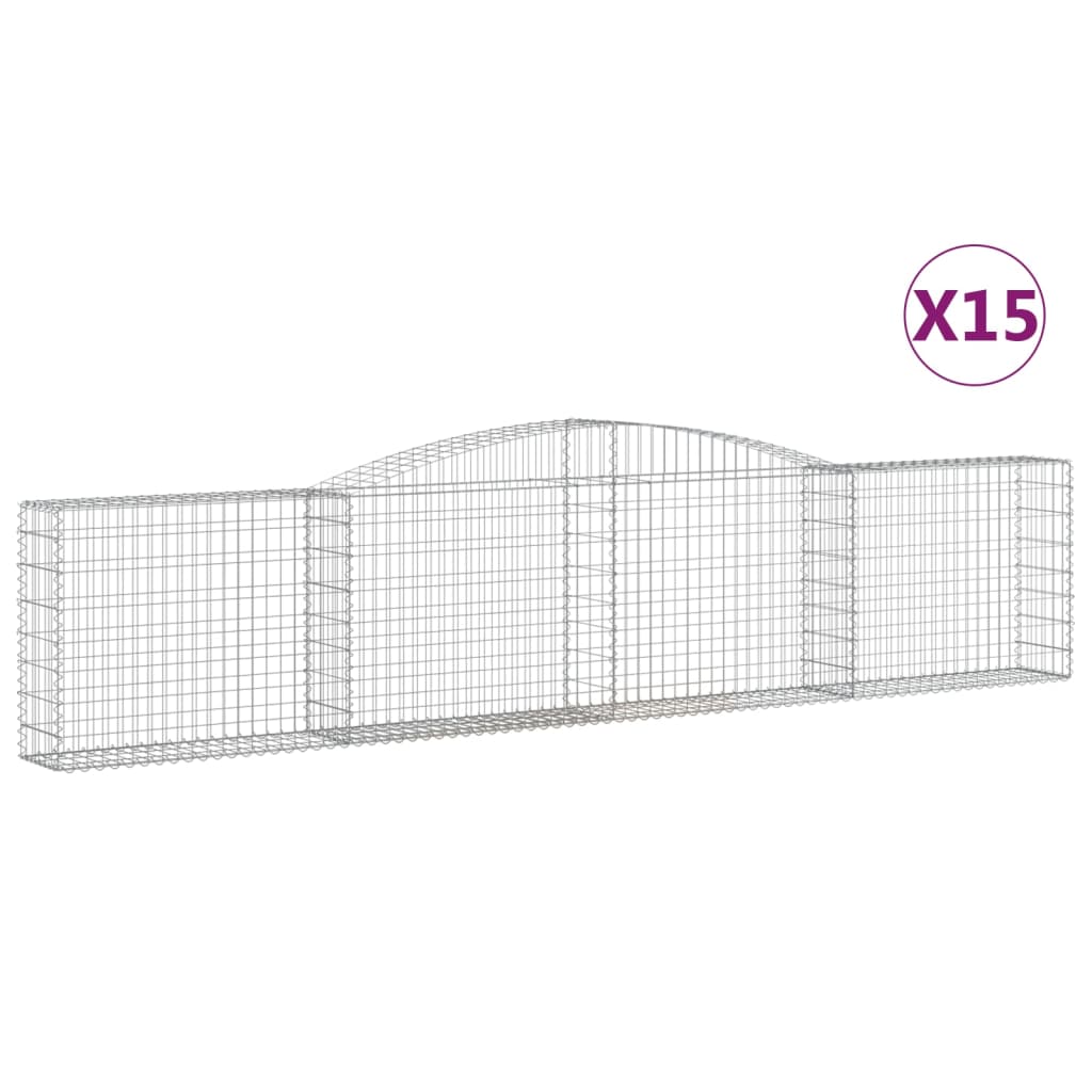 Paniers à gabions arqués 15 pcs 400x30x80 100 cm Fer galvanisé Leroy