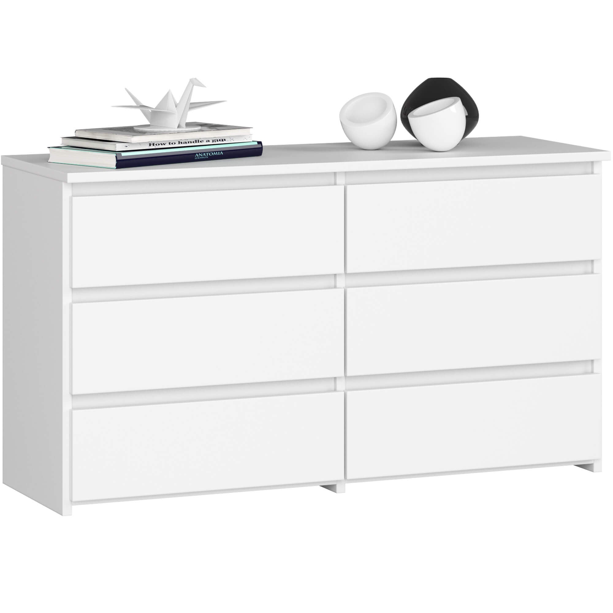 Commode AKORD CL100 Blanche 100 cm 6 tiroirs façade Blanche 100x35x57