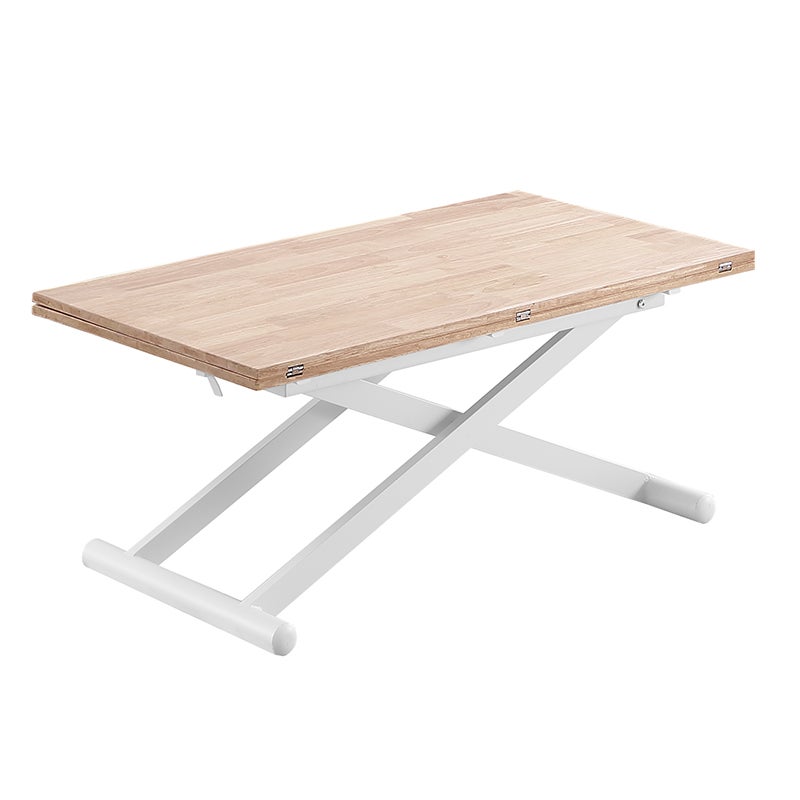 Mesa De Centro Natural Elevable Blanco Roble Nordish Leroy Merlin