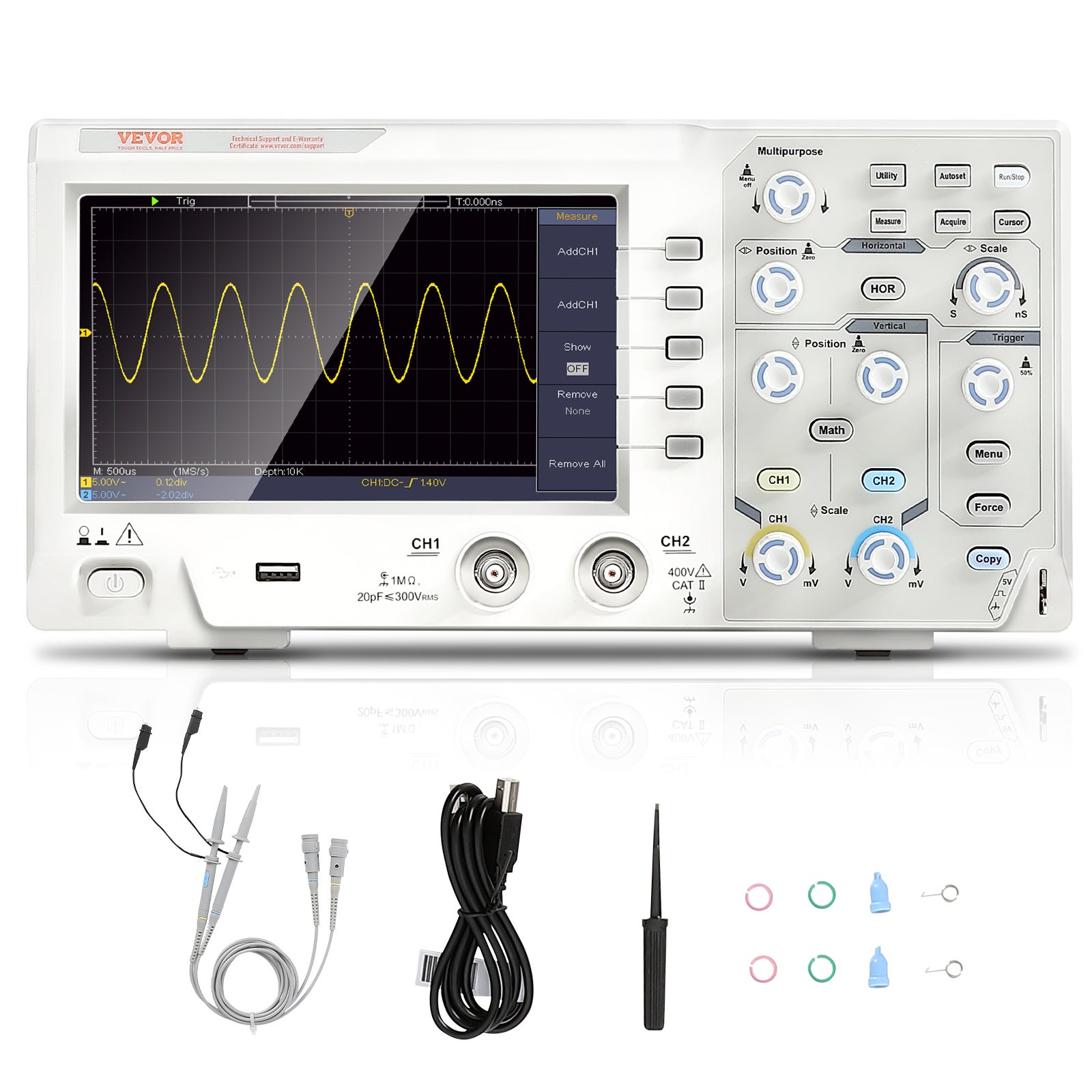 VEVOR Oscilloscope Numérique Taux d Échantillonnage 1 GS s Kit d