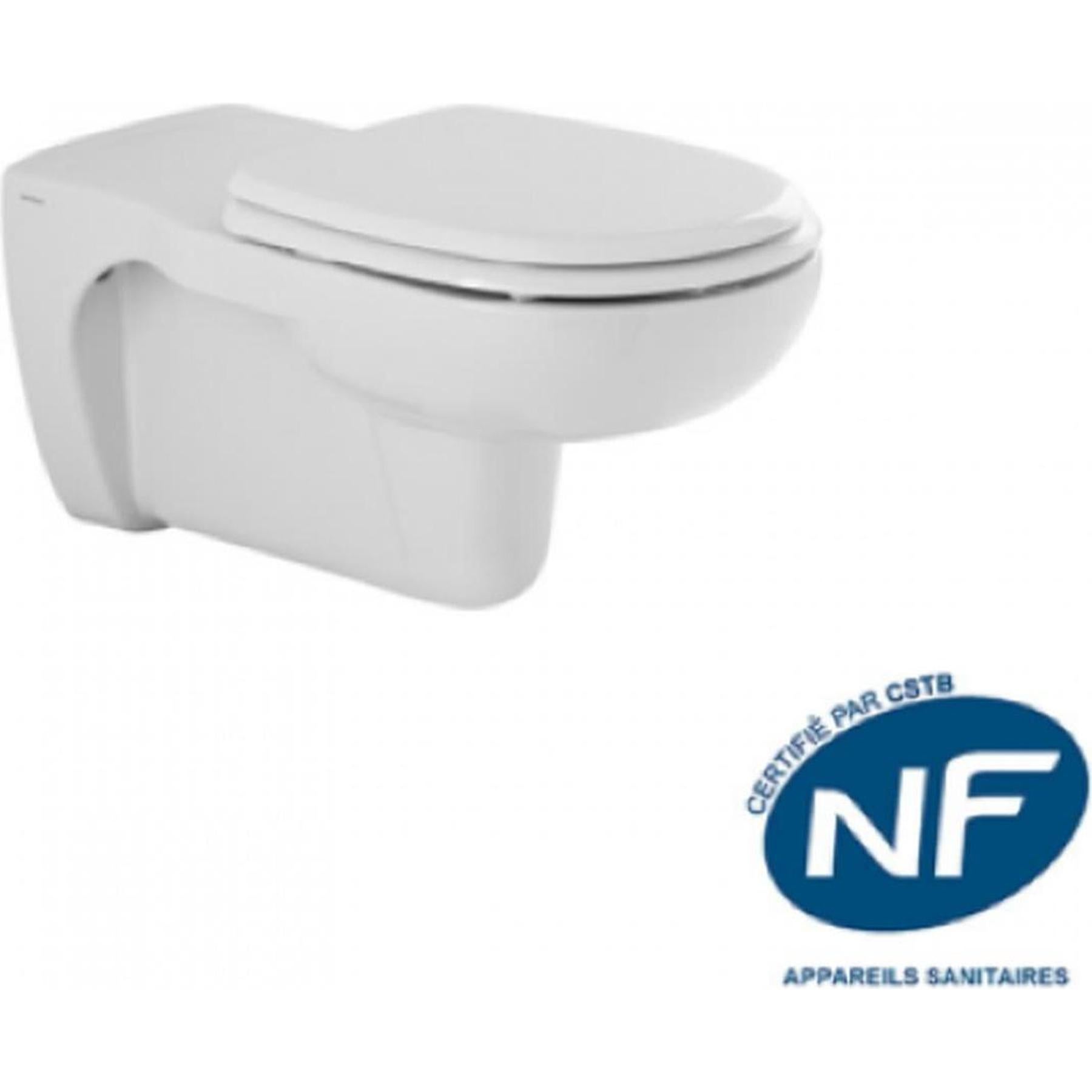 Cuvette de WC suspendue céramique traditionnelle PMR normes handicapé