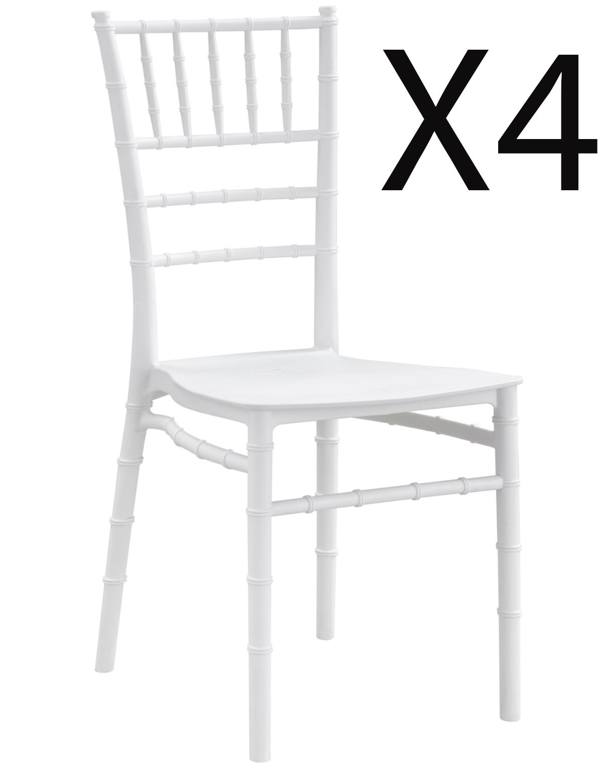 Lot de 4 chaises de salle à manger en polypropylène coloris blanc