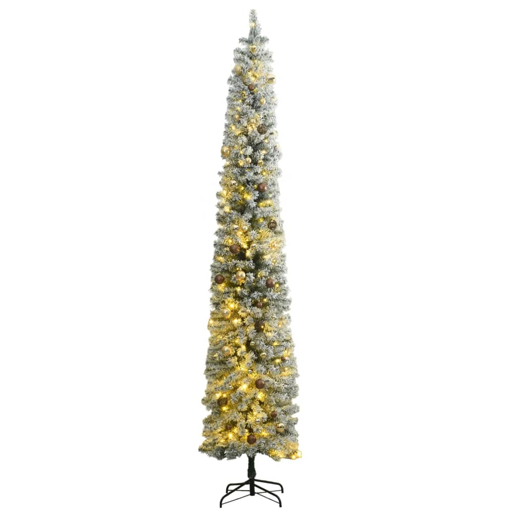 Maison Exclusive Sapin De No L Mince Avec Led Boules Et Neige