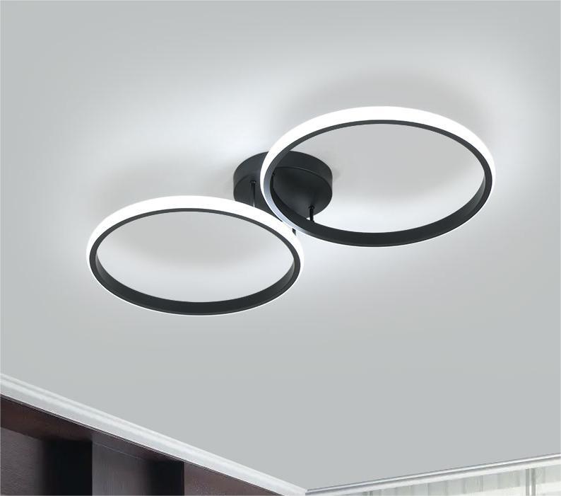 Aiskdan Plafonnier Led W Anneau Noir Crois Aluminium De Haute