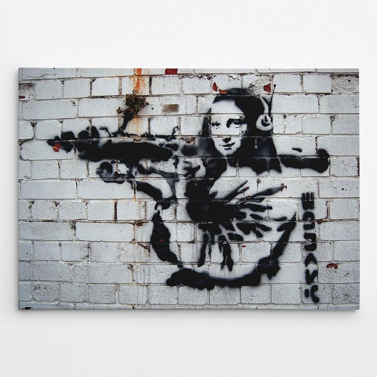 Impression Sur Toile Banksy Monna Lisa Polyester Gris Epikasa