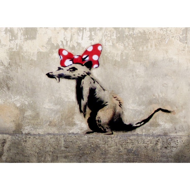 Impression Sur Toile Banksy Souris Avec Un N Ud Polyester