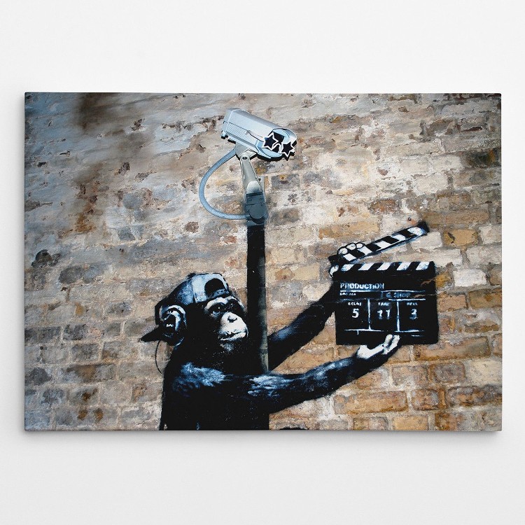 Impression Sur Toile Banksy Monkey Clapperboard Toile En Polyester