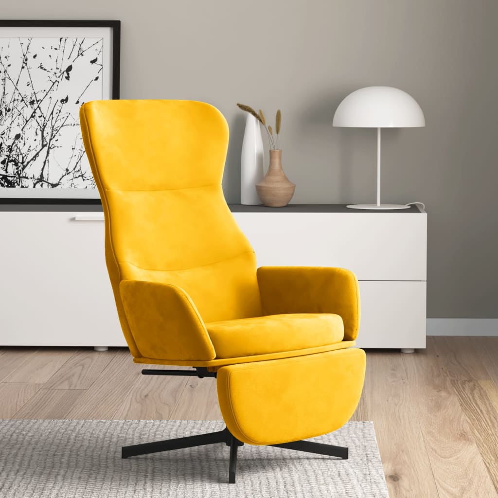 Chaise De Relaxation Avec Repose Pied Jaune Moutarde Velours Leroy Merlin