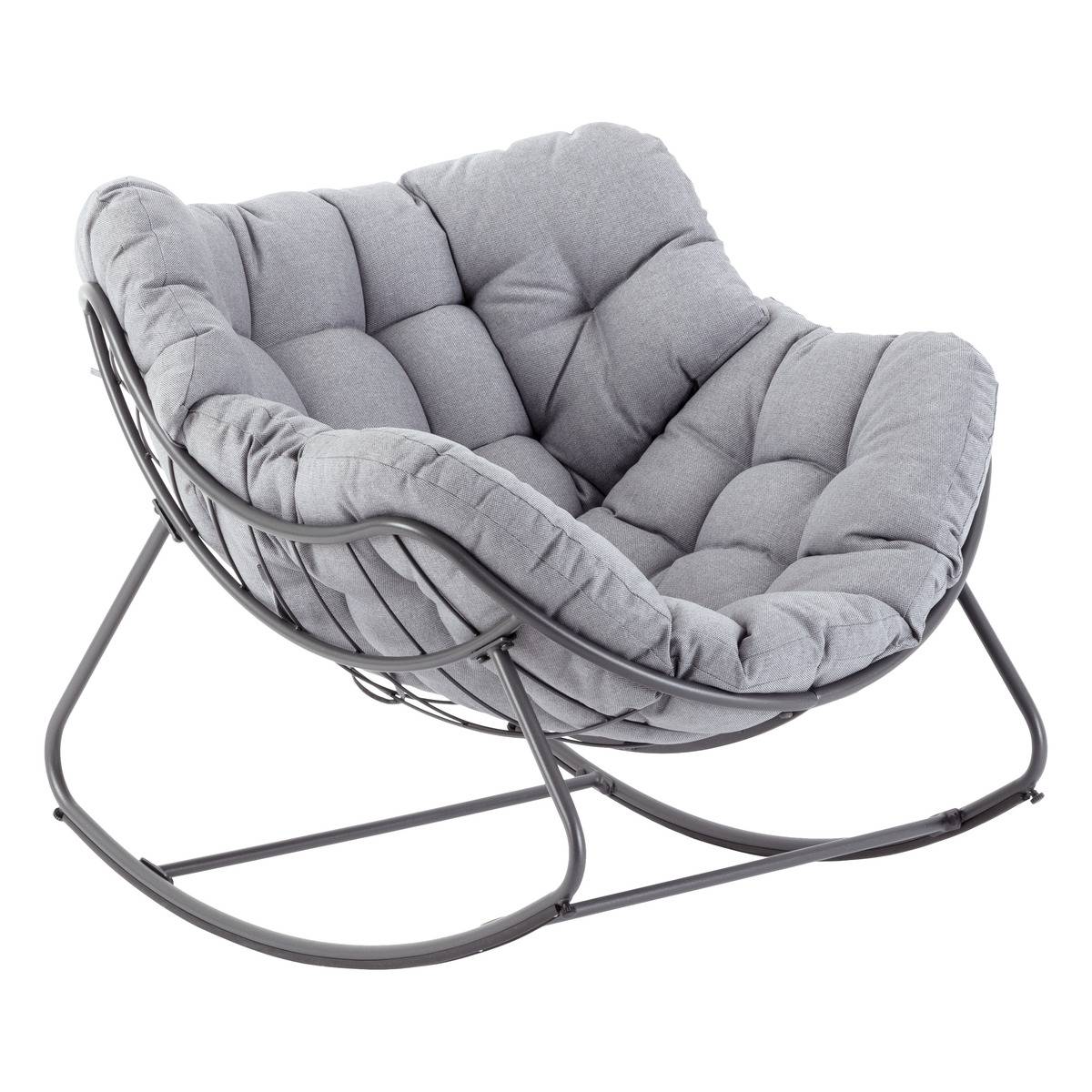 Fauteuil Oeuf Bascule Paopao Gris Et Graphite En Acier Trait En