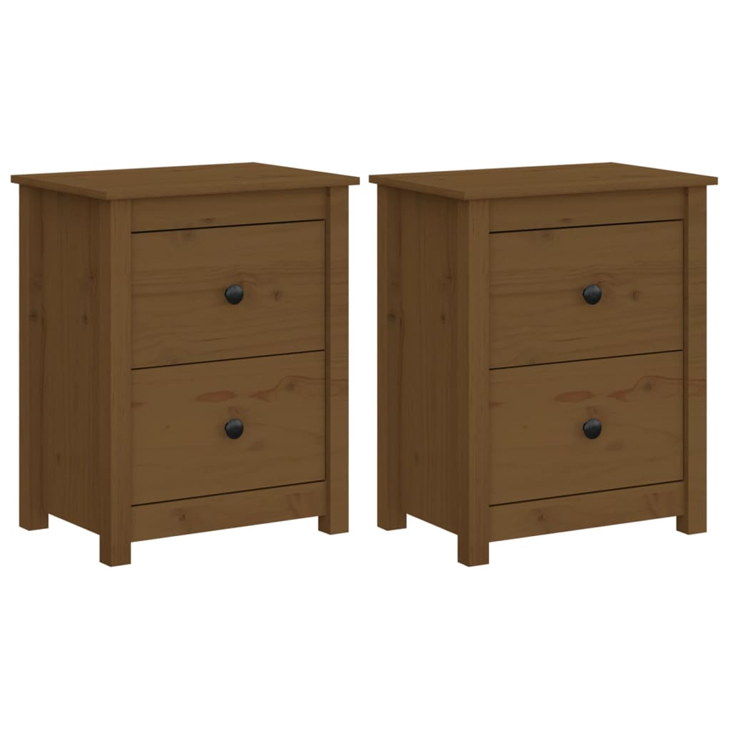 Tables De Chevet 2pcs Marron Miel 50x35x61 5 Cm Bois Pin Massif Leroy