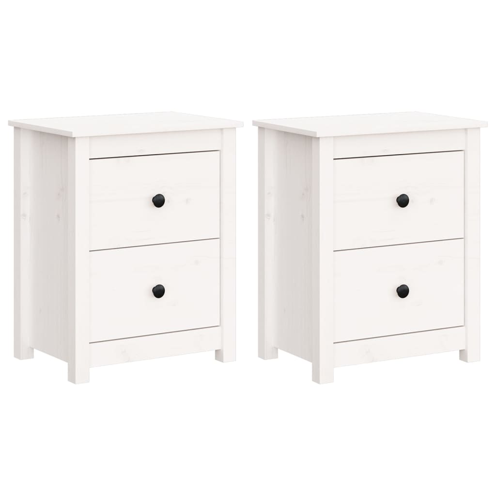 Tables De Chevet 2 Pcs Blanc 50x35x61 5 Cm Bois De Pin Massif Leroy