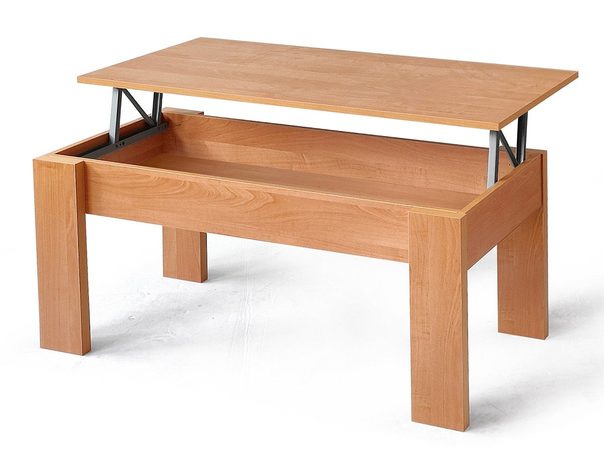 Table Basse Table De Salon Relevable En Bois Coloris Cerisier