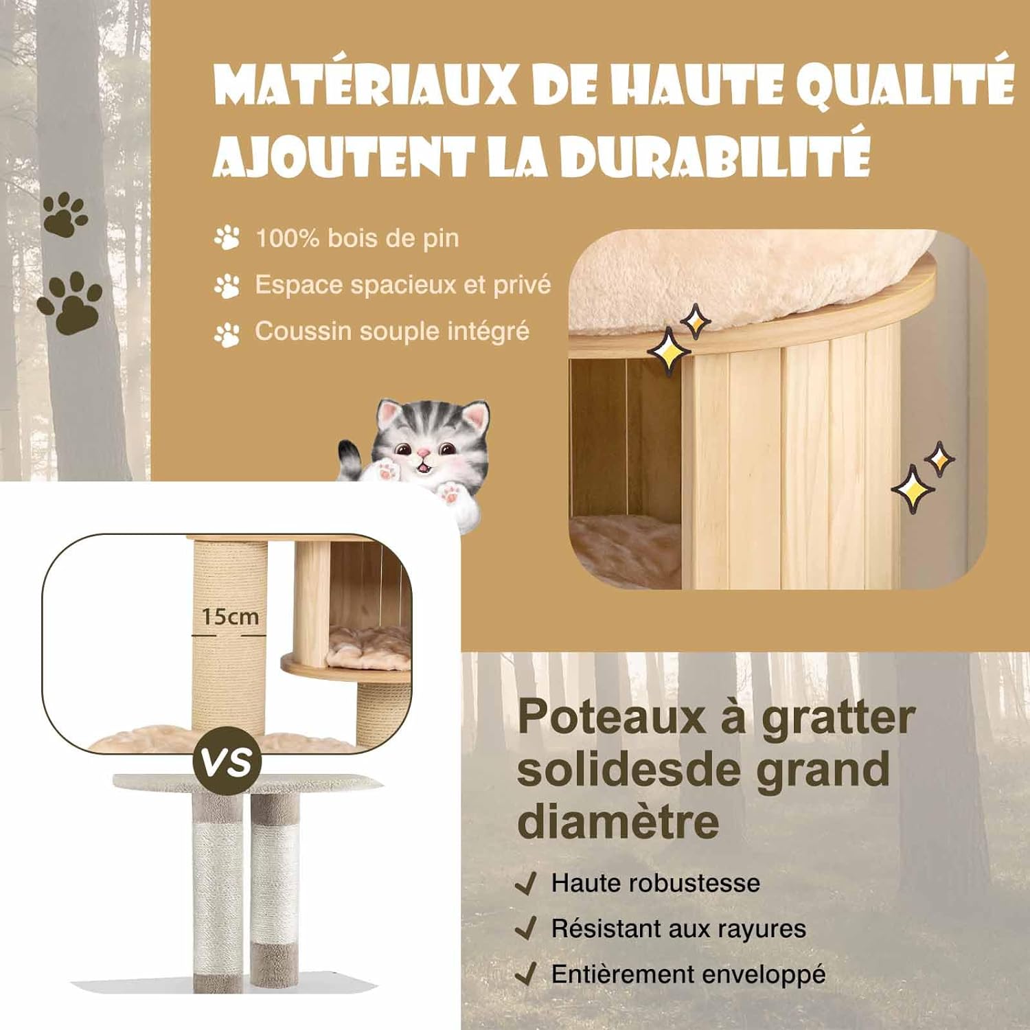 Arbre Chat Multi Niveaux Tour Chat Avec Hamac Panier Niche