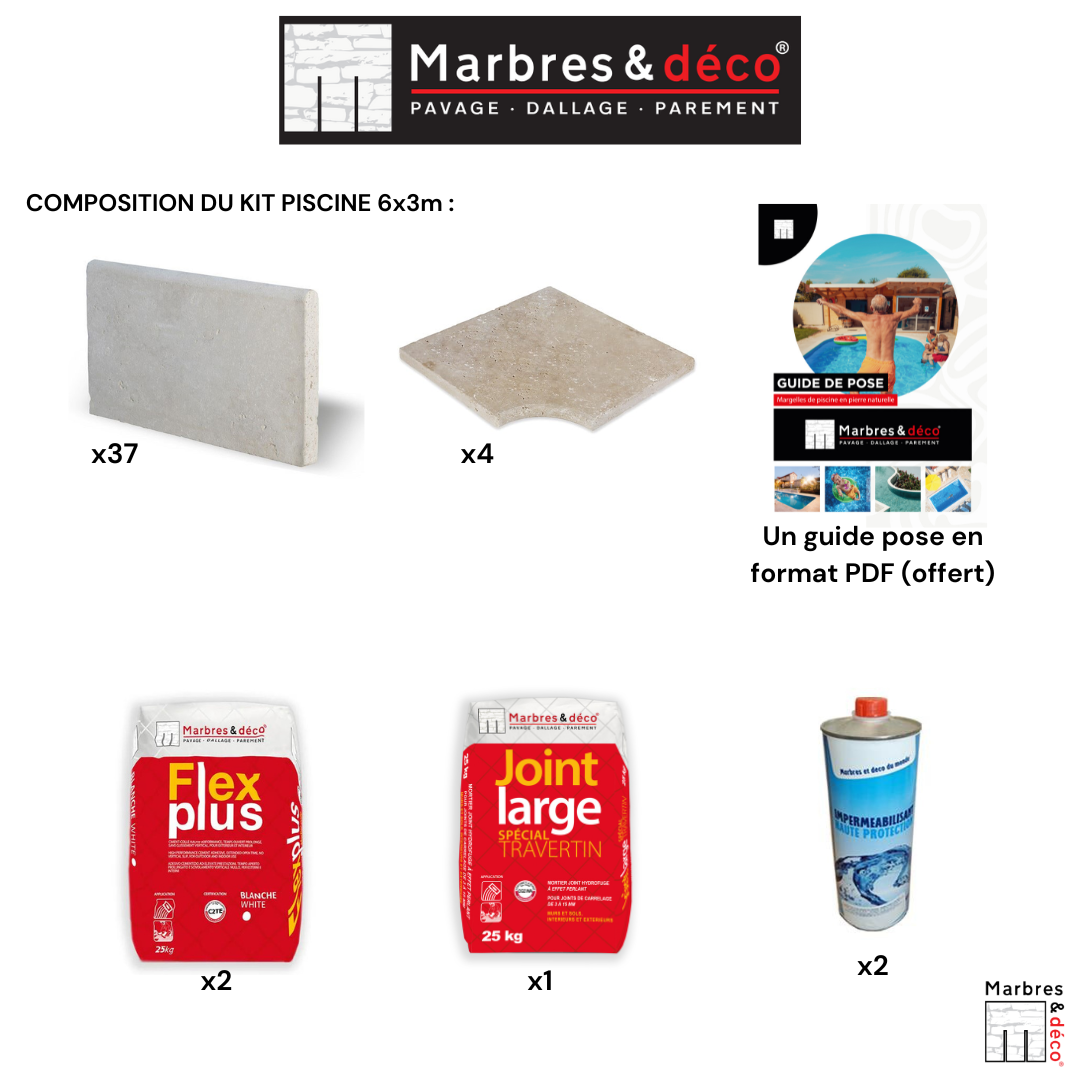 Kit Complet Margelles Travertin Er Choix Bord Arrondi X X Cm Pour