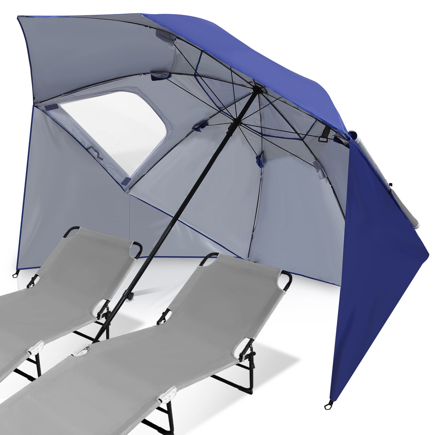 Carica Parasol Parasol De Plage M Con Copertura Protettiva Blu