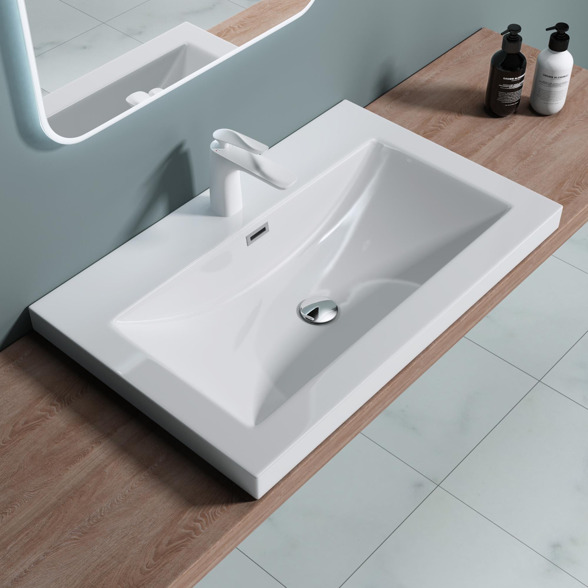 Doporro Lavabo vasque blanc 76 5cm à encastrer Colossum01 fonte