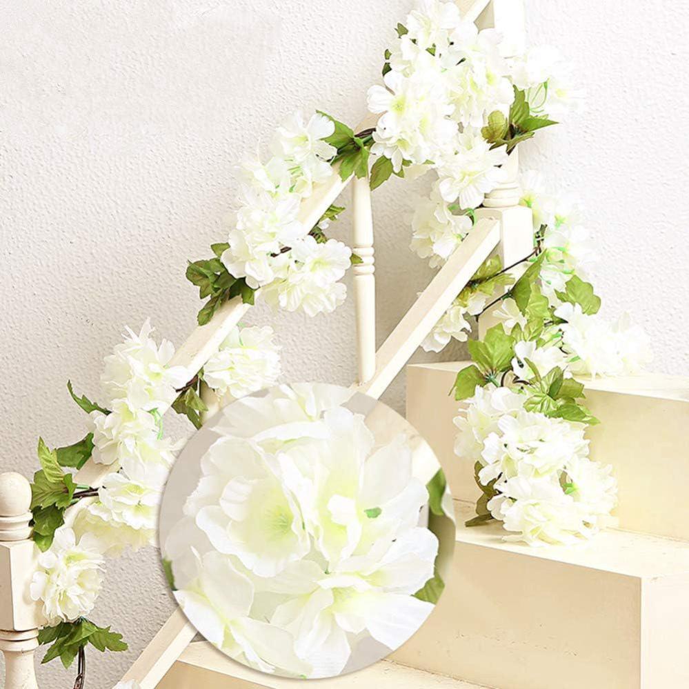 2 Pièces x1 8cm Blanc Fleur Artificielle Fleur de Cerisier Suspendu