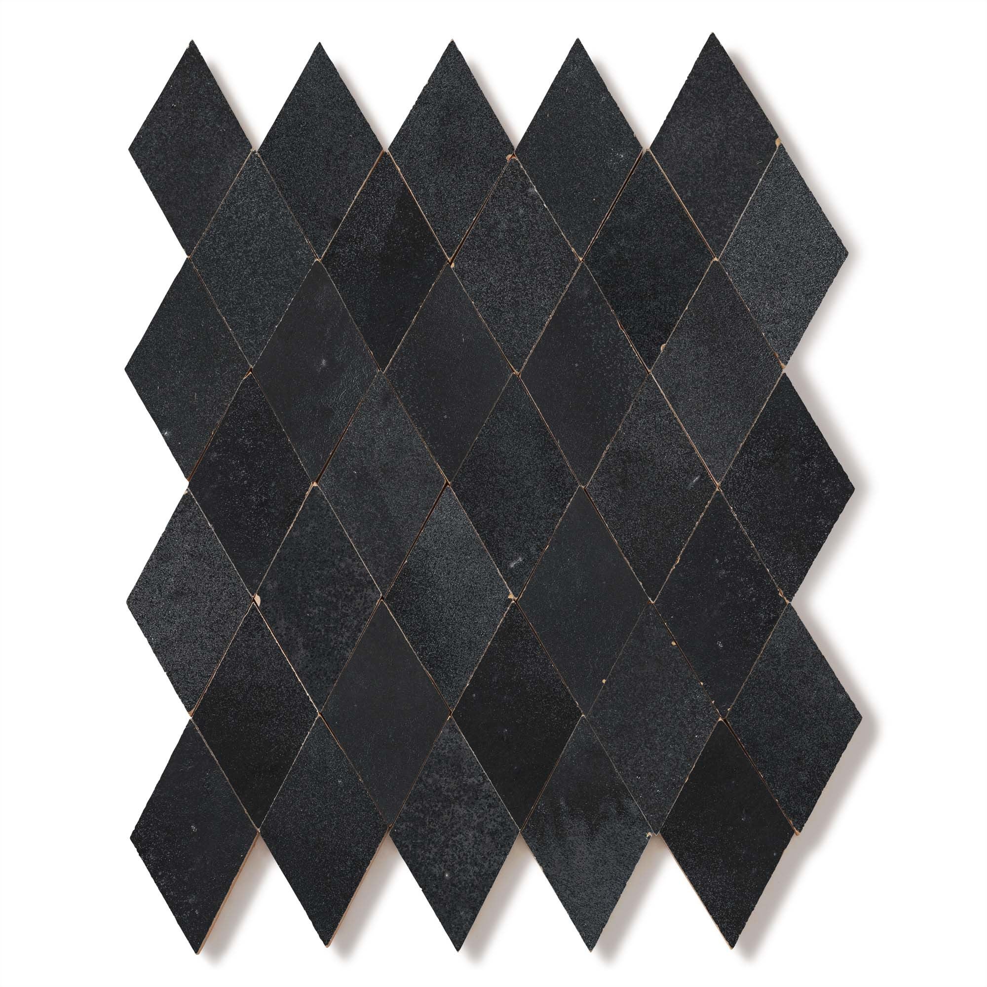 Zellige Marocain Artisanal Véritable Noir Métal Losange 5 5x10 cm