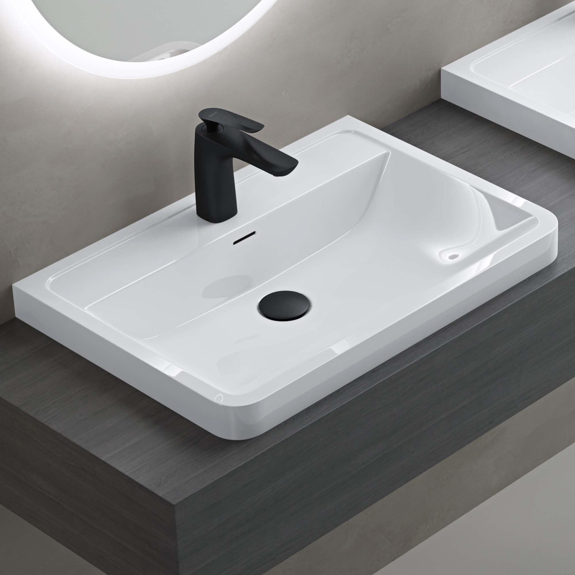 Doporro Lavabo Encastrer Blanc Vasque En Solid Surface Lave Mains